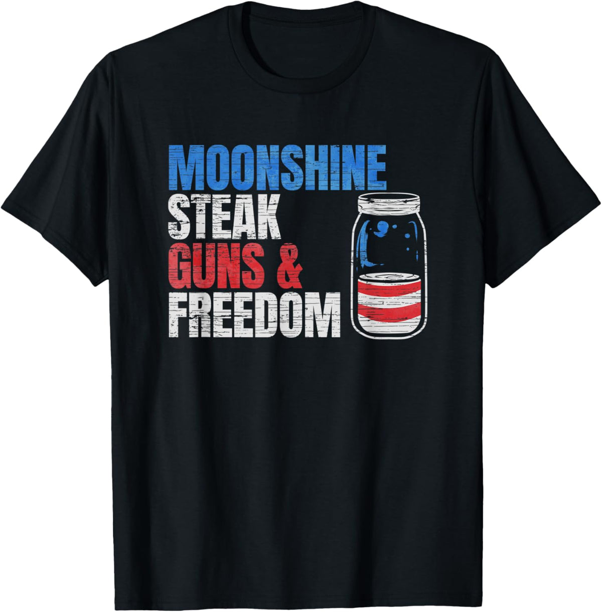 Moonshine Steak Guns Freedom Usa Flag T Shirt Women Men