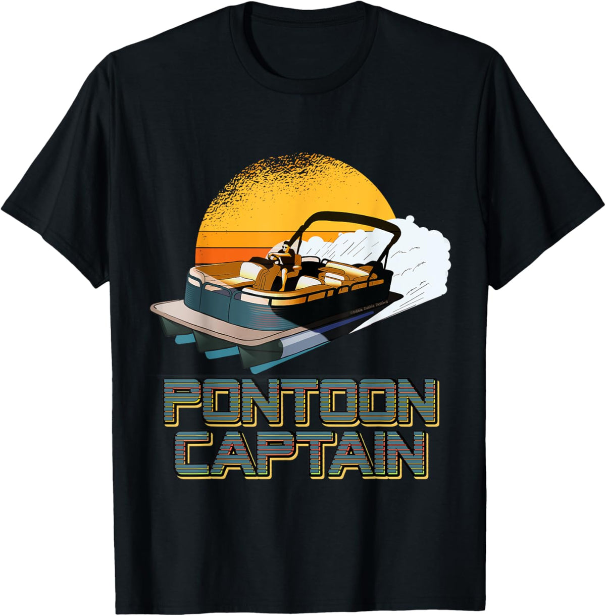 Retro Sunset Pontoon Boating Pontoon Captain