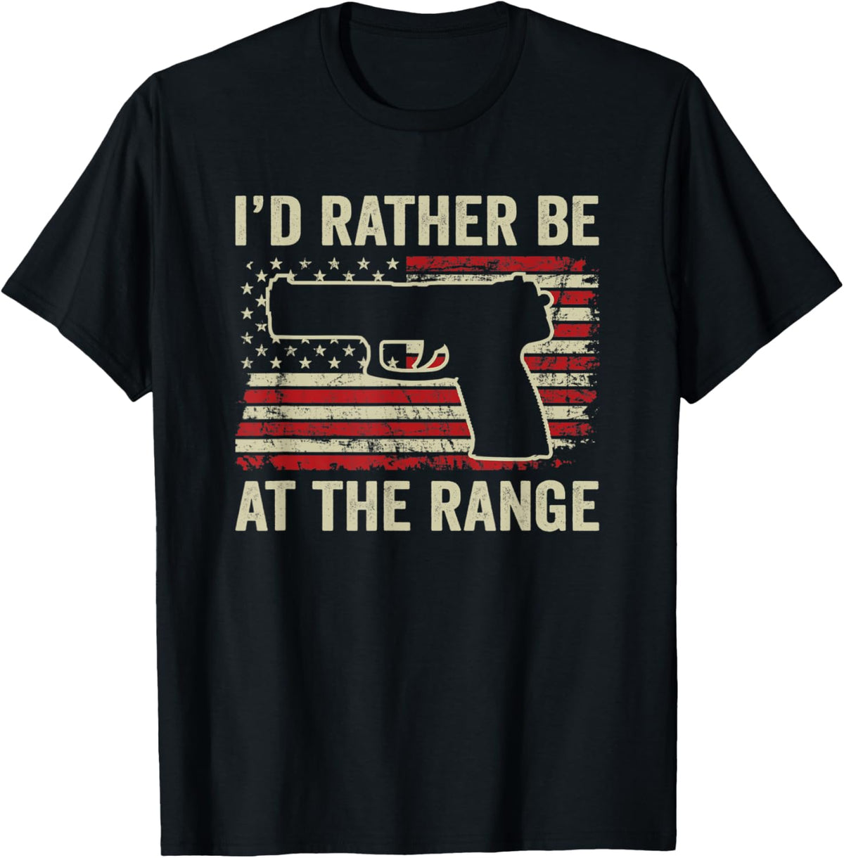 Id Rather Be At Gun Range Usa Pistol Flag Funny Gun