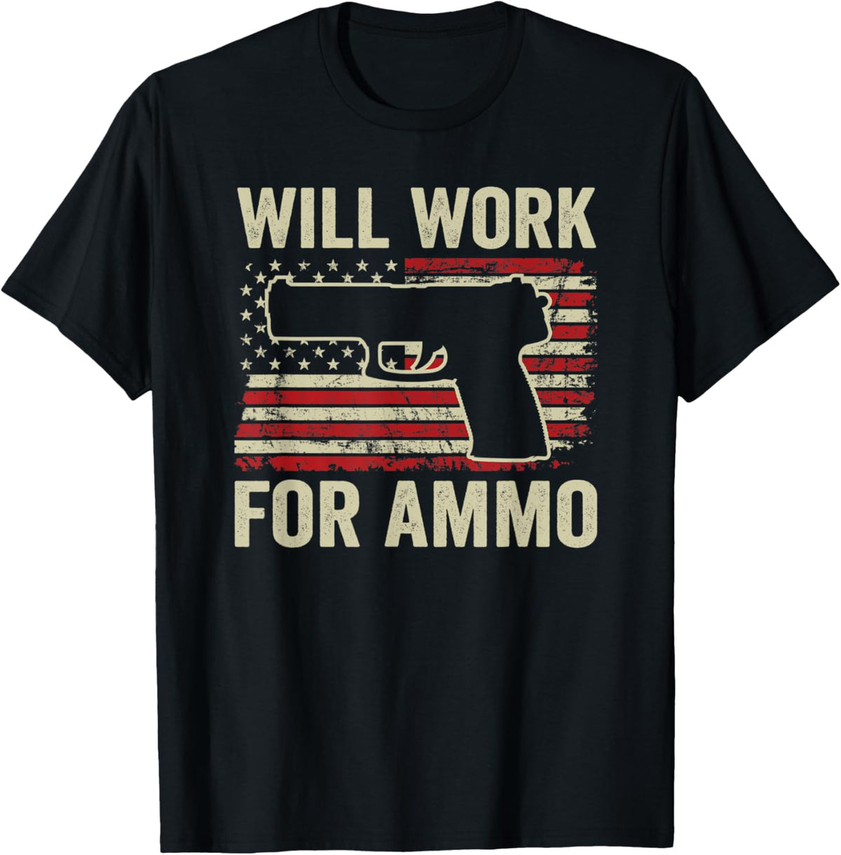 Will Work Ammo Usa Flag 45 Pistol Funny Gun Owner T Shirt
