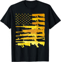 Yellow American Flag Guns Vintage Us Patriotic Pro Gun Women Men