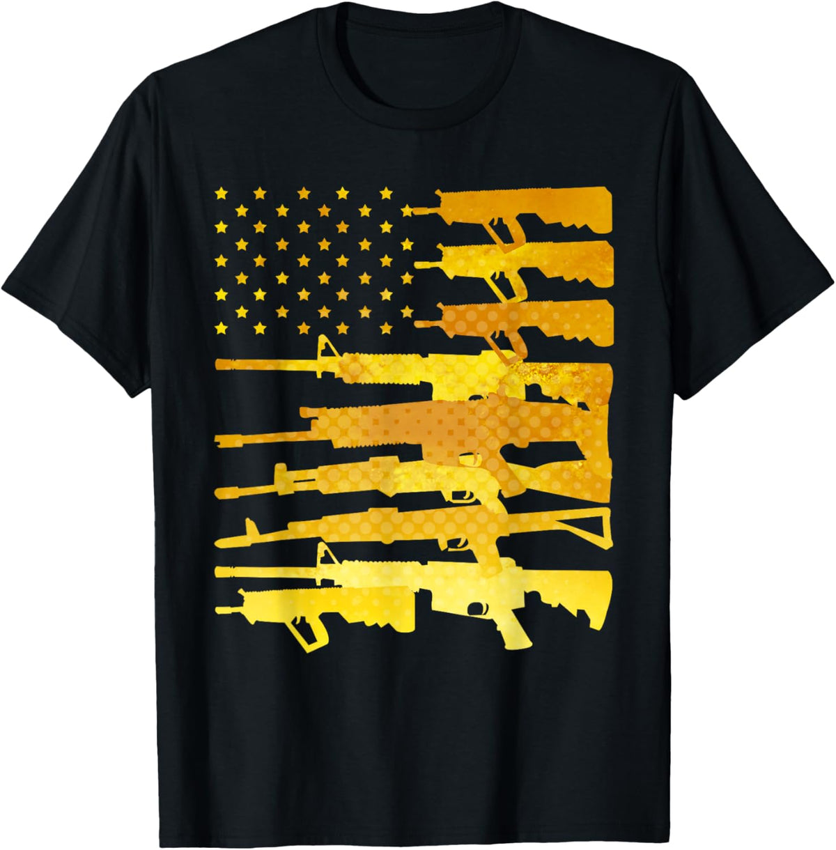 Yellow American Flag Guns Vintage Us Patriotic Pro Gun Women Men
