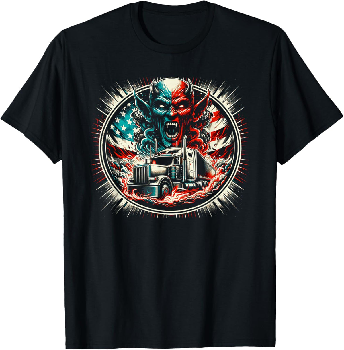 Diesels Demons Devils American Flag Devil Big Rig