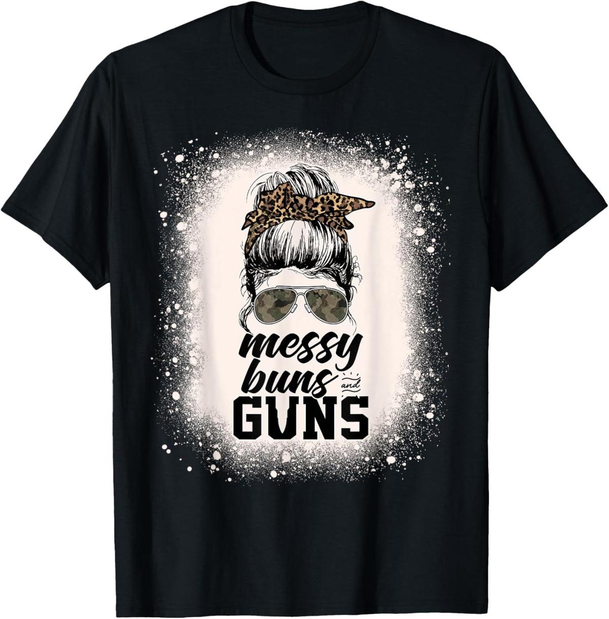 Messy Buns Guns Leopard Camo Women Messy Bun Bleached
