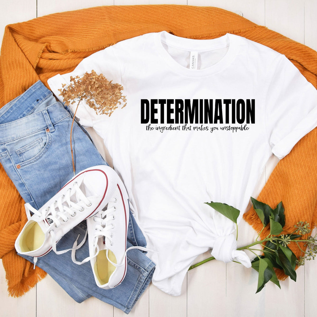 Determination Motivational Inspirational Mental Health Fun Workout Shirt for Him Her Tee Apparel:**