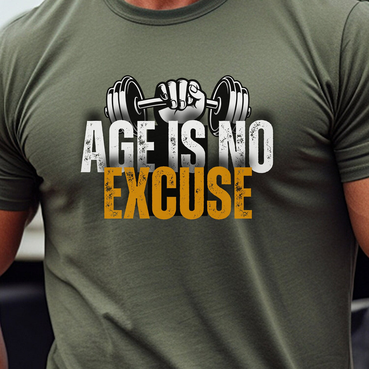 Age Is No Excuse Workout T-shirt - Motivational Gym Apparel Fitness Inspirational Tshirt for Senior Healthy Enthusiast Apparel Him