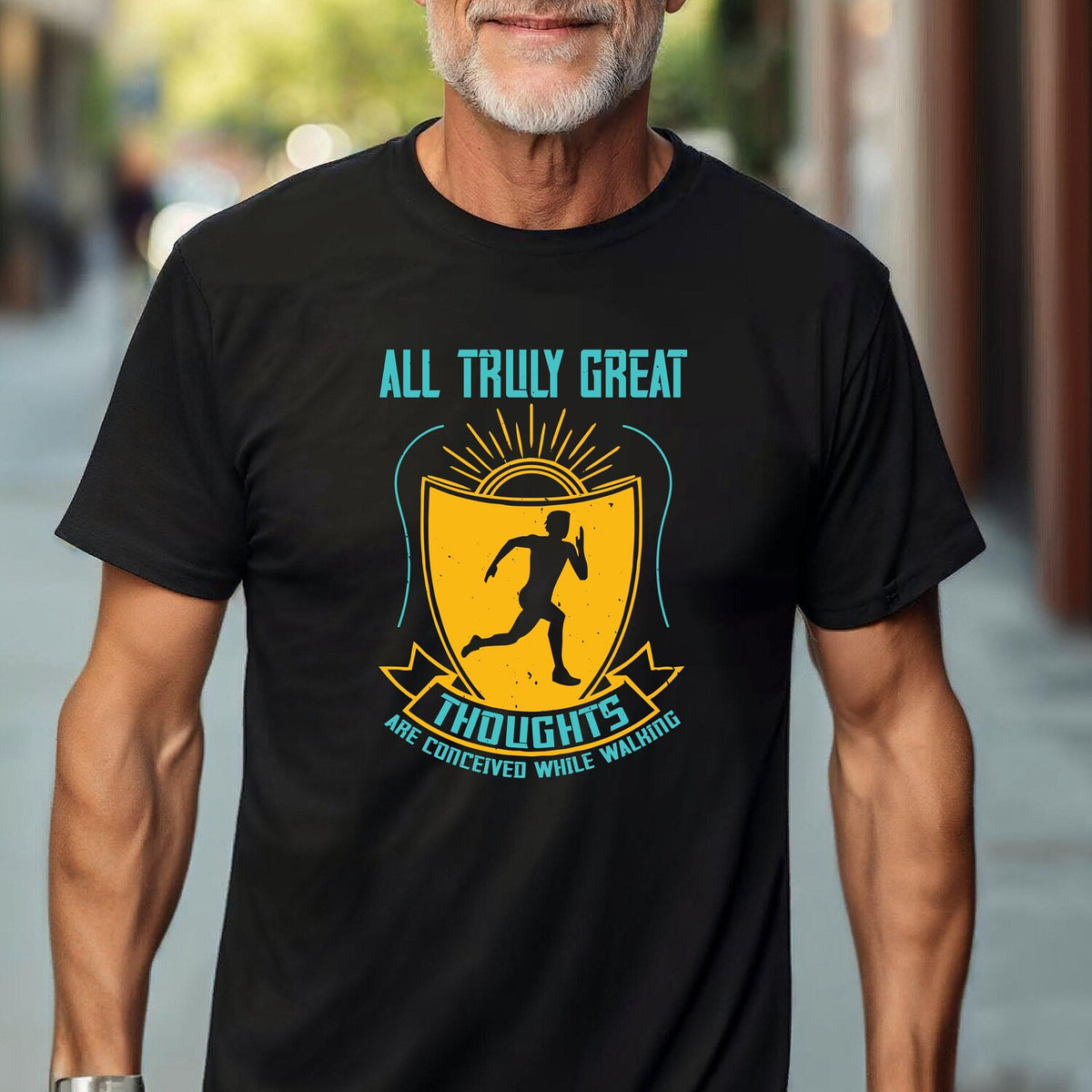 Running Shirt, Runner Tee, All Truly Great Thoughts Are Conceived While Walking Motivational T-Shirt, Funny Runner Gift, Love Running