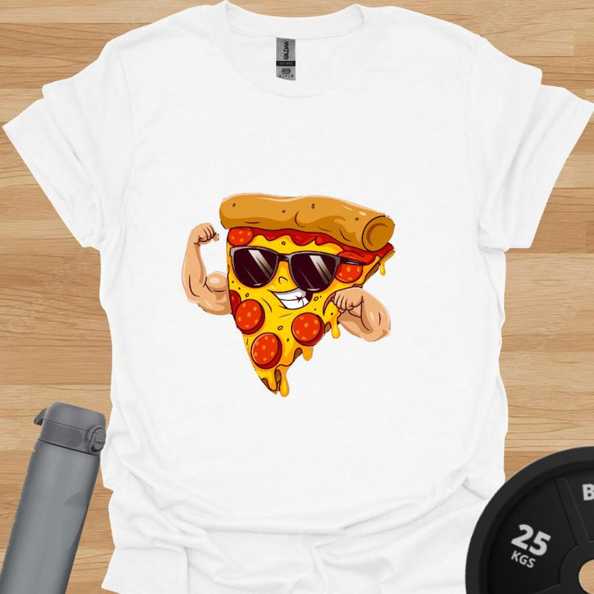 Made With Strong Flour Pizza | Funny Fitness T-Shirt | Gym Humour Tee | Workout Motivation Shirt