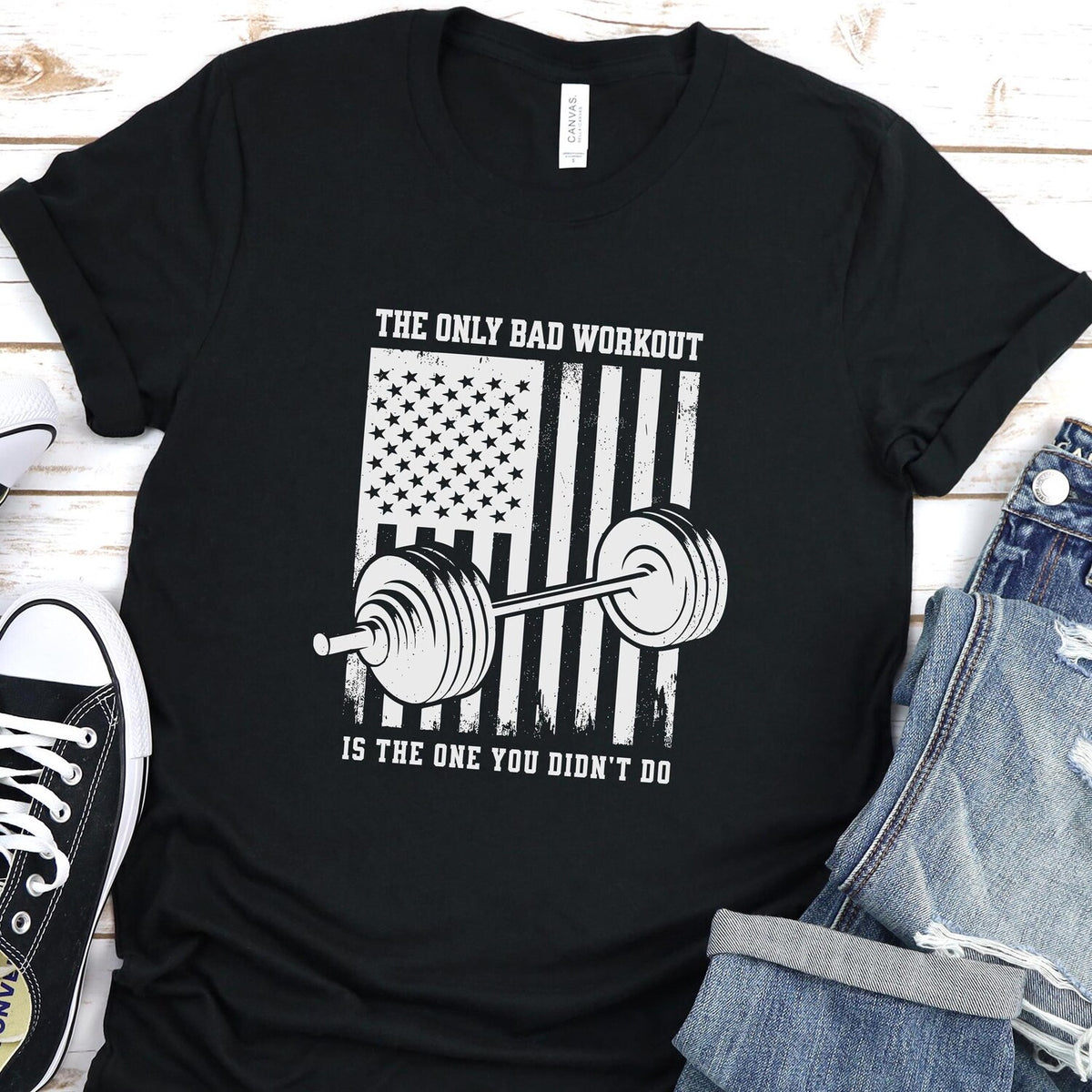 Motivational Workout T-Shirt: 'The Only Bad Workout' Gym Tee