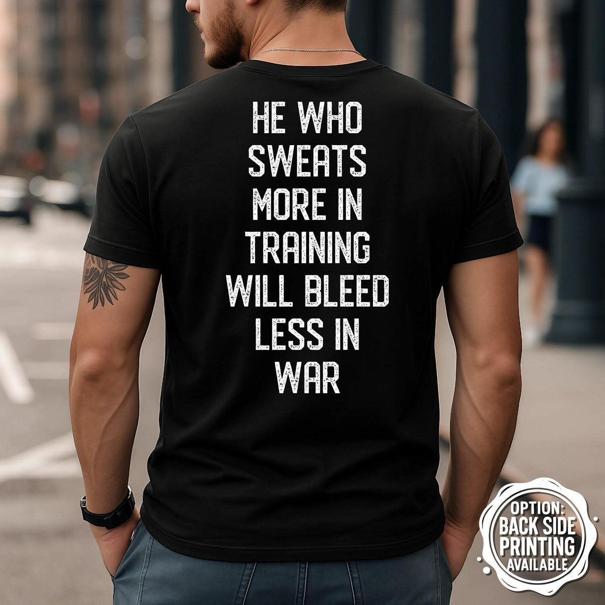 Motivational Gym T-Shirt, He Who Sweats More, Workout T-Shirt, Fitness T-Shirt, Inspirational Gym Shirt, Funny Workout Tee