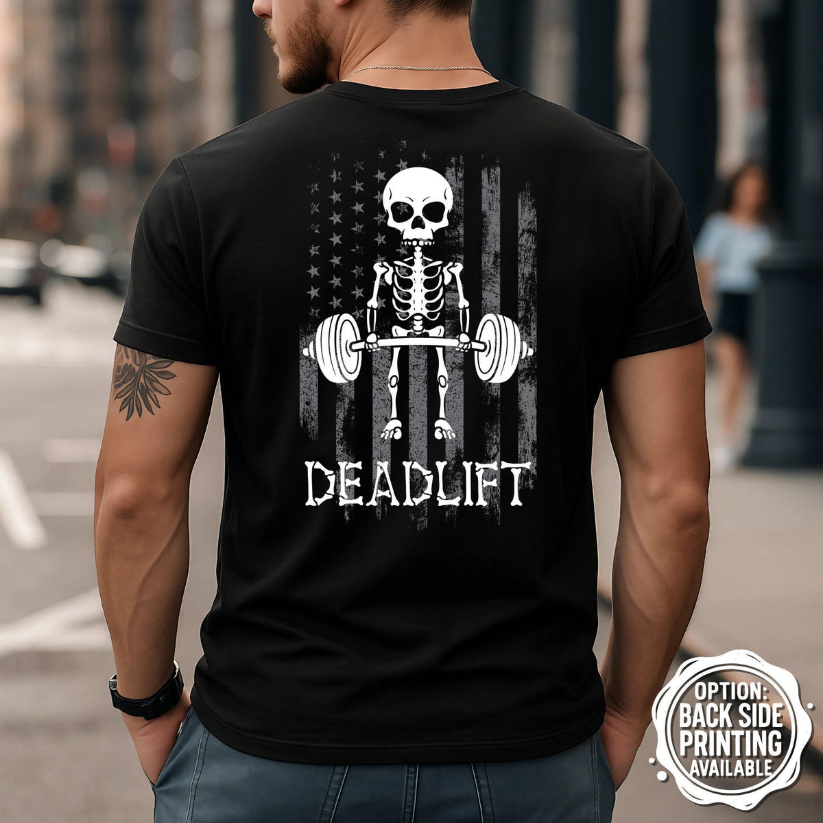 Deadlift T-Shirt, Skeleton Gym Shirt, Weightlifting Tee, American Flag Shirt, Workout T Shirt, Funny Gym Tee, Fitness Gift Idea