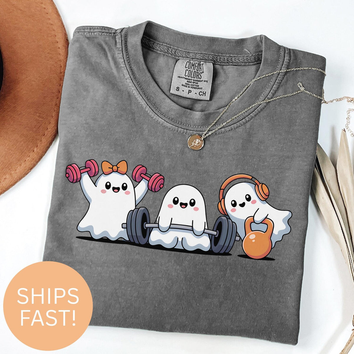 Halloween Gym Ghost T-Shirt: Weightlifting Spooky Tee
