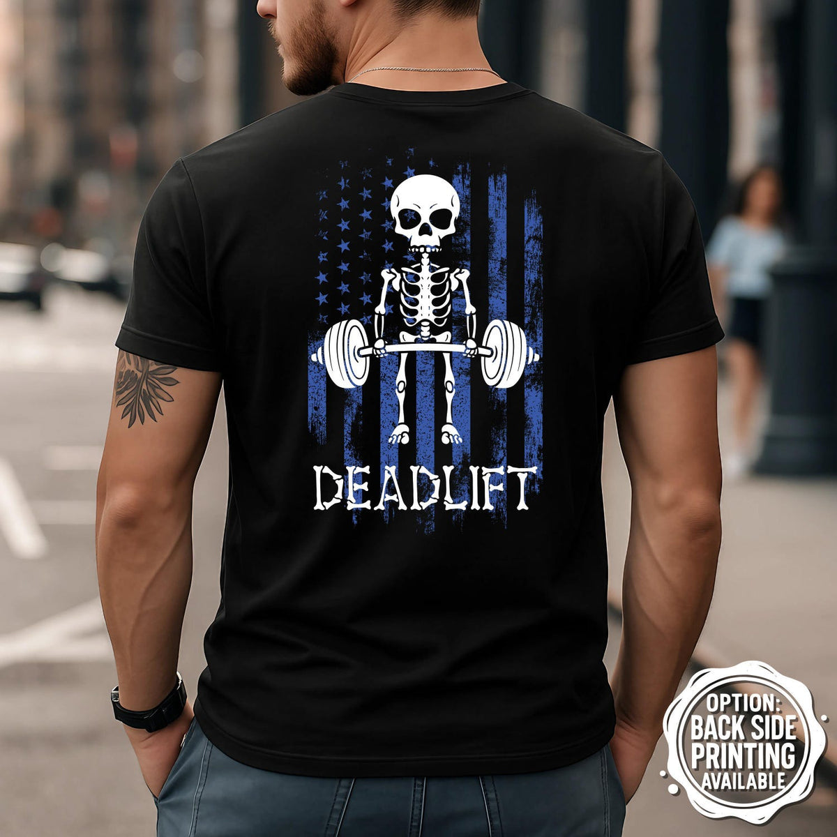 Deadlift T-Shirt - Gym Skeleton Funny Workout Motivational Bodybuilding Weightlifting Fitness Gift Tee Apparel:**