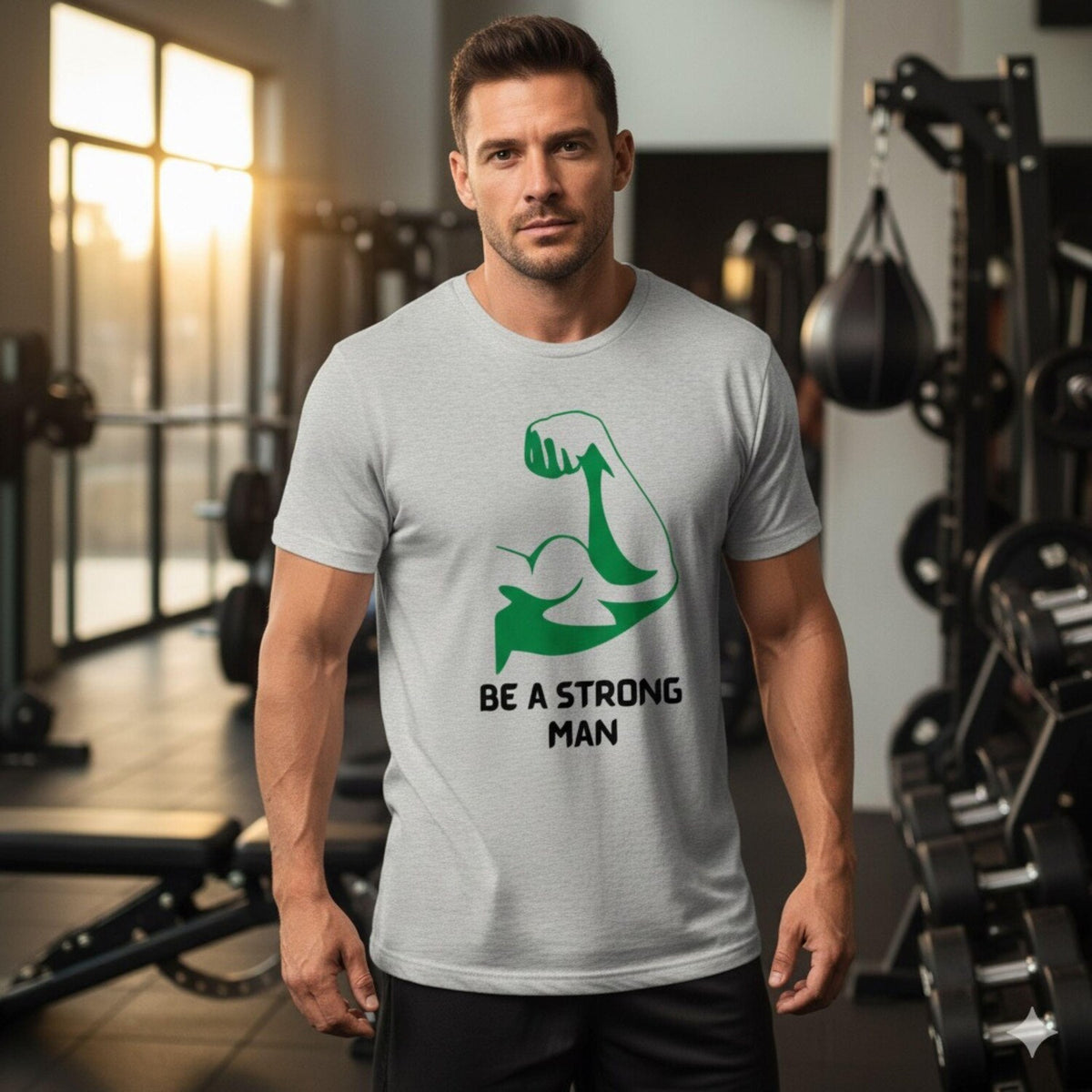 Be A Strong Man T-Shirt |Strong Man Tshirts| Gym Motivation Tee | Alpha Male Graphic Top| Strength & Power Tee | Fitness Shirt| Gift For Dad