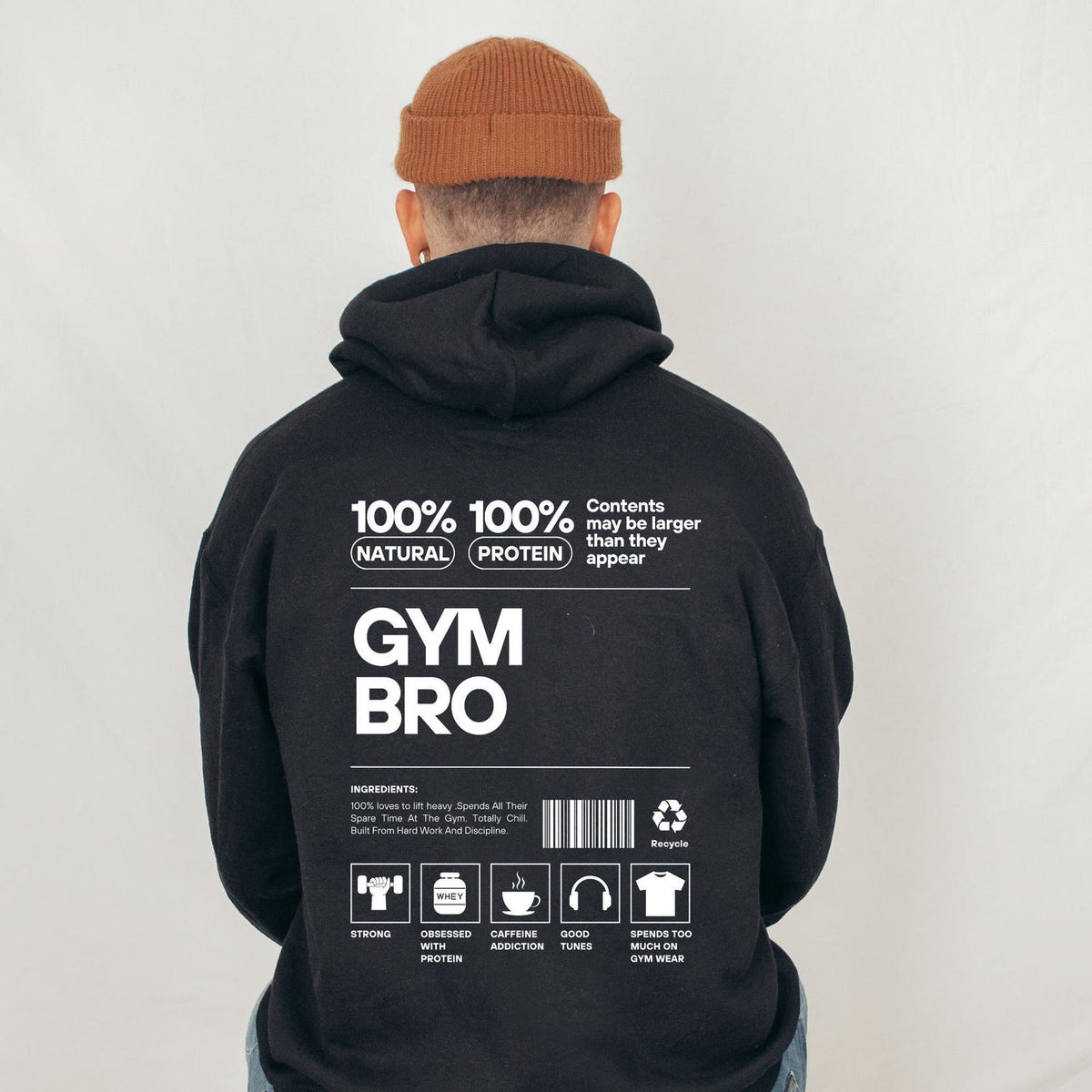 Gym Bro Tshirt Nutrition Label Design - Men's Humorous Gym TShirt Exercise Quote Tee Apparel