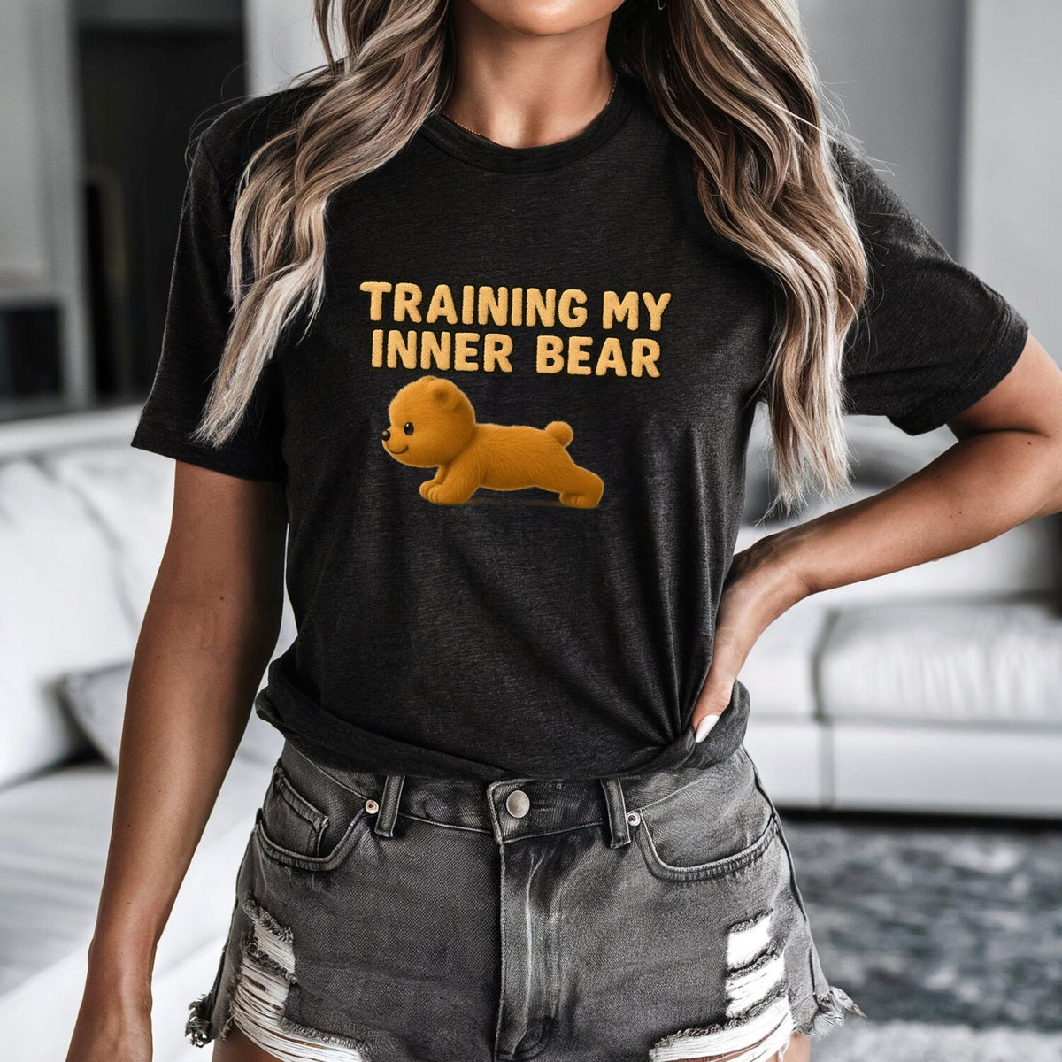 Boho graphic t shirt unisex | funny fitness shirt gift for friend | positive quote tee bear design | workout gym tshirt for women men UK