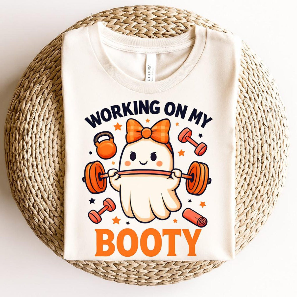 Working on My Booty PNG , Funny Halloween Fitness Ghost Digital Download , Gym Halloween Shirt Design , Workout Sublimation Clipart