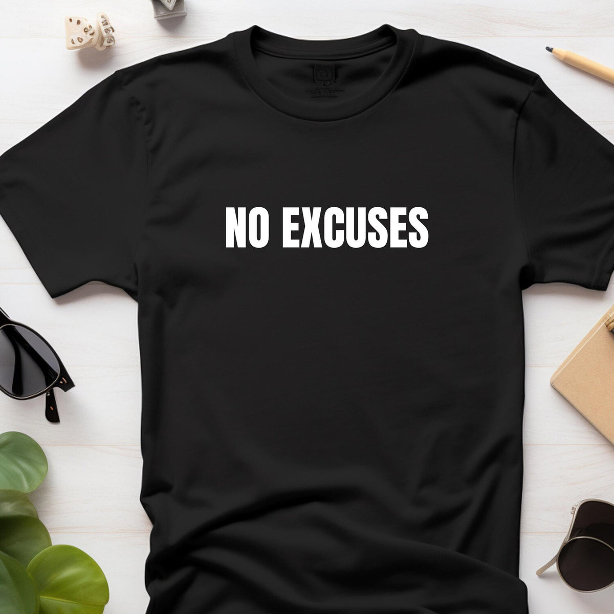 NO EXCUSES Motivational Gym Shirt - Weightlifting & Fitness Workout Tee Apparel