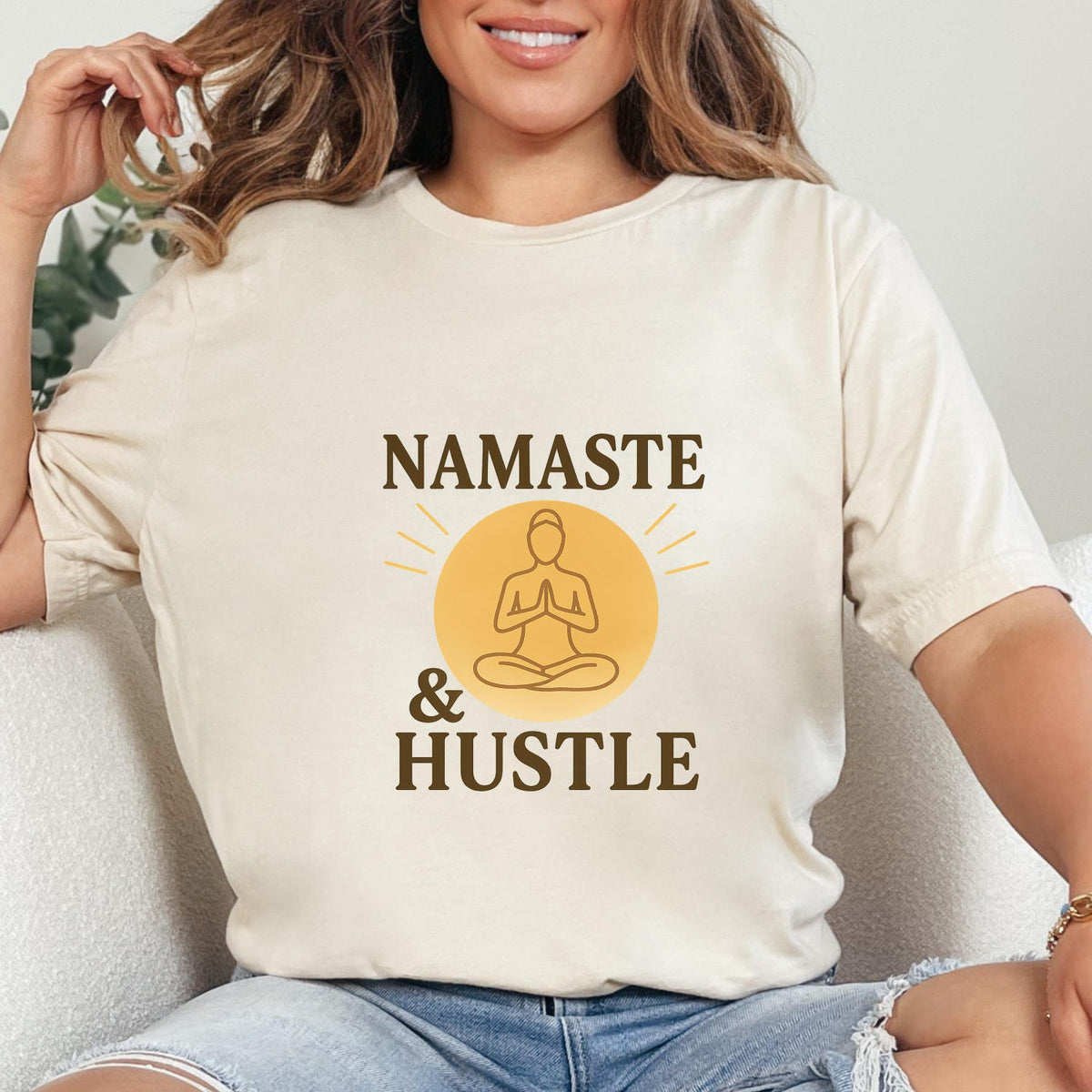 Namaste & Hustle Shirt, Yoga Instructor Tee, Mindful Fitness Gift, Spiritual Motivation T-Shirt, Gym and Yoga Lover Apparel