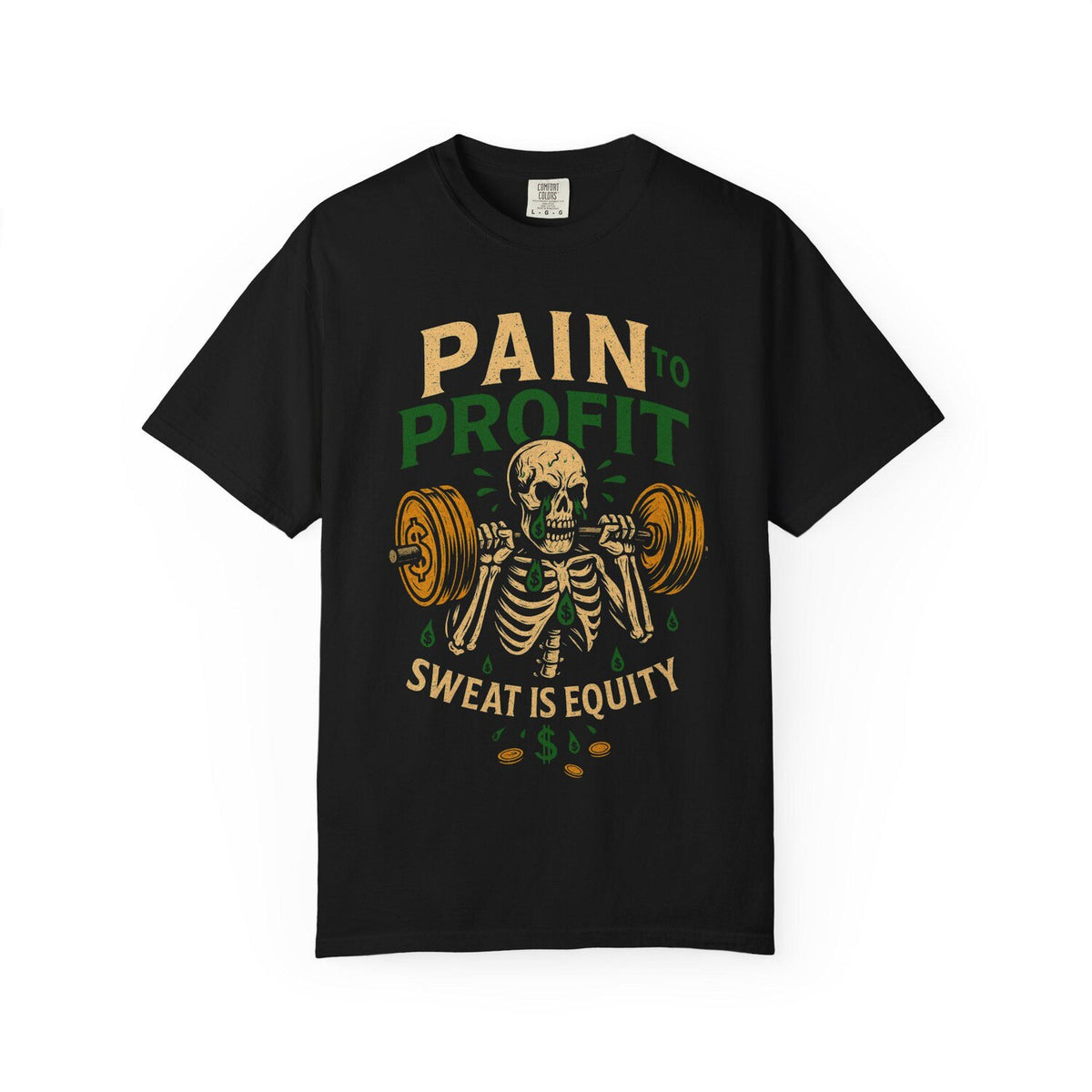 Pain to Profit Gym Shirt | Skull Weightlifting Graphic Tee | Fitness Hustle Streetwear | Bodybuilding Motivation T-Shirt