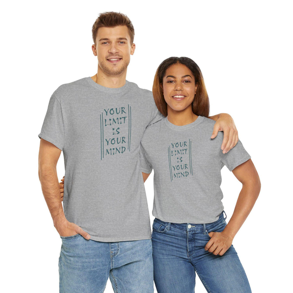 Your Limit Is Your Mind Motivational Unisex Heavy Cotton Tee - Casual Wear Fitness Self-Care Inspirational Apparel:**