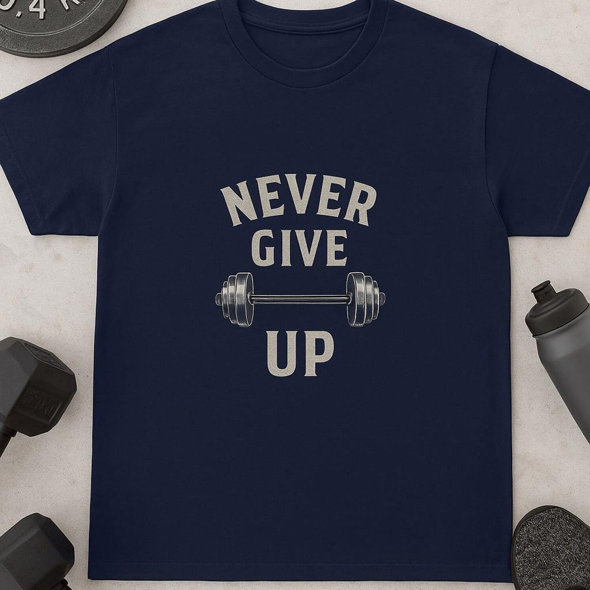 Motivational Workout Tee - Never Give Up, Fitness Shirt, Gym Apparel, Gift for Fitness Enthusiasts, Inspirational Clothing, Workout Shirt