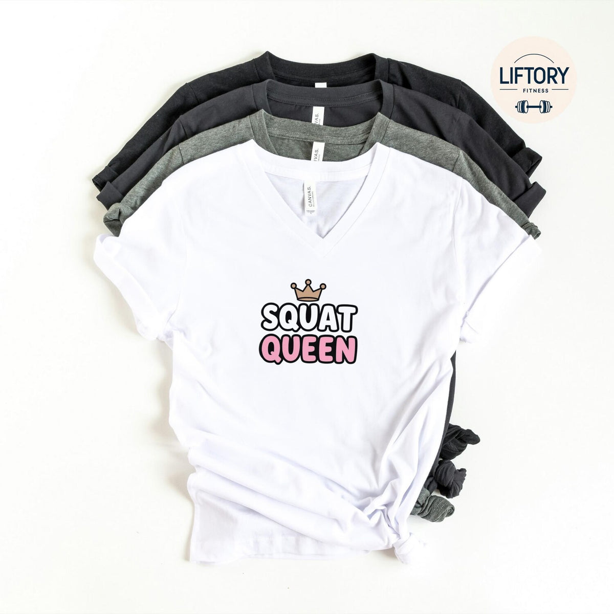 Squat Queen Funny Workout Shirt Women Fitness Dumbbell Gym Motivation Tee