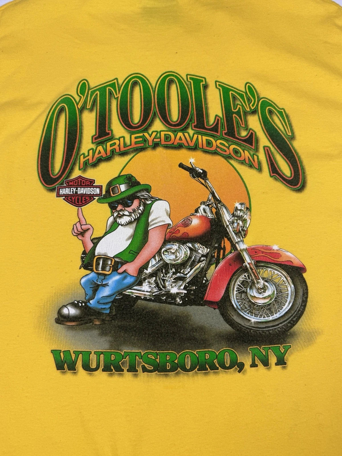 Vintage Harley Davidson O'Toole's Wurtsboro NY 2003 Yellow T-Shirt