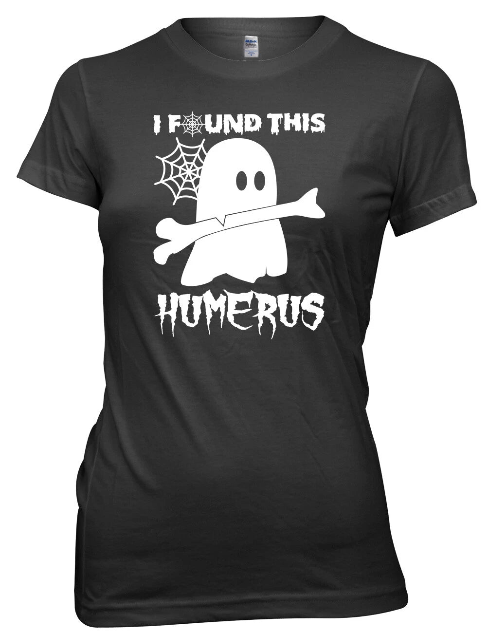I Found This Humerus Halloween Womens Ladies Funny T-shirt