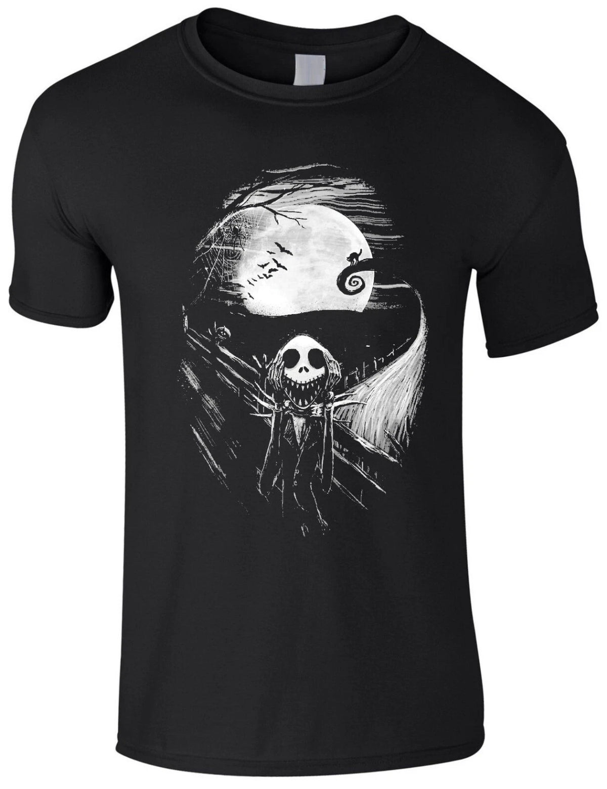 Jack Skellington Face Nightmare Before Christmas Black Scary Halloween T-shirt