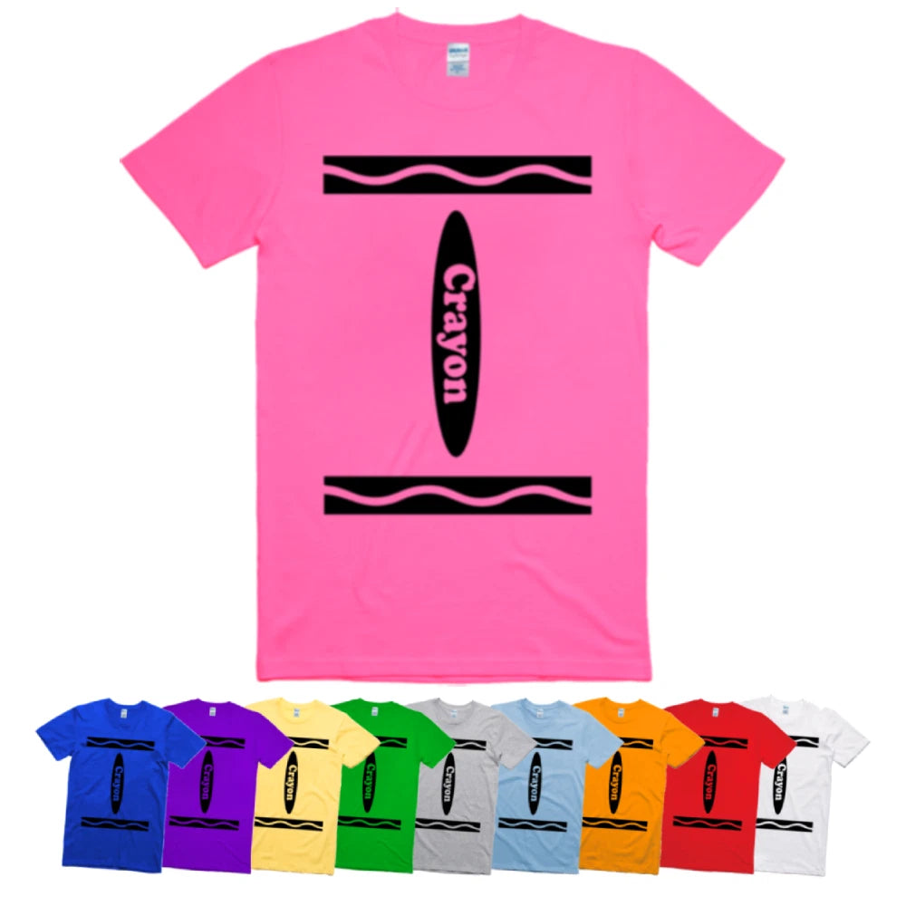 Kids Adults T-shirt Crayon World Book Day Halloween Unisex Short Sleeve Tee Gift
