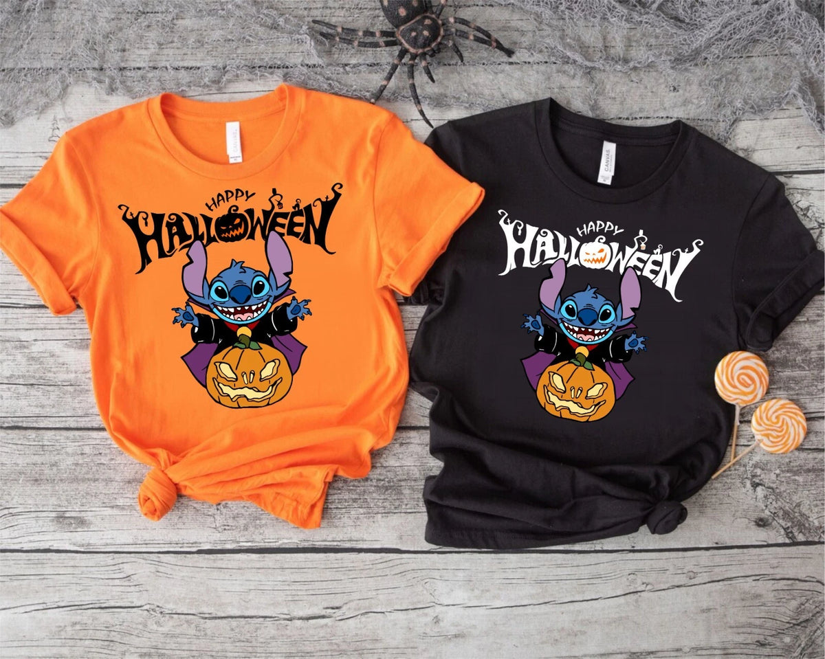 Lilo And Stitch Halloween T-shirt, Pumpkin Ohana Scary Stitch Kids Adults Top