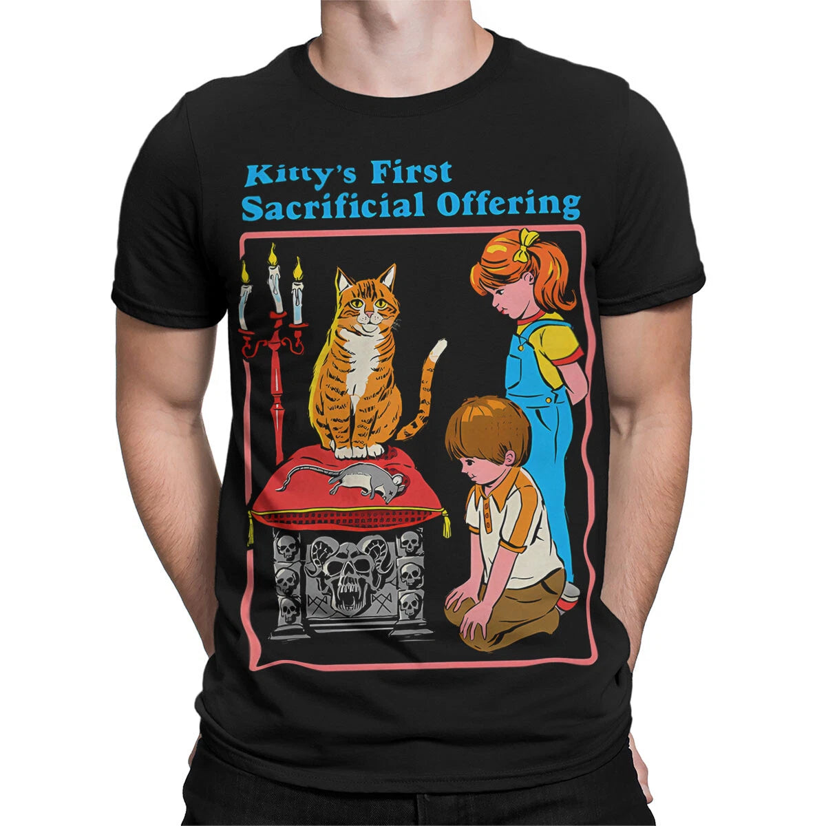 Kittys First Offering 80s Fun Cat-themed T-shirt #sr#t433