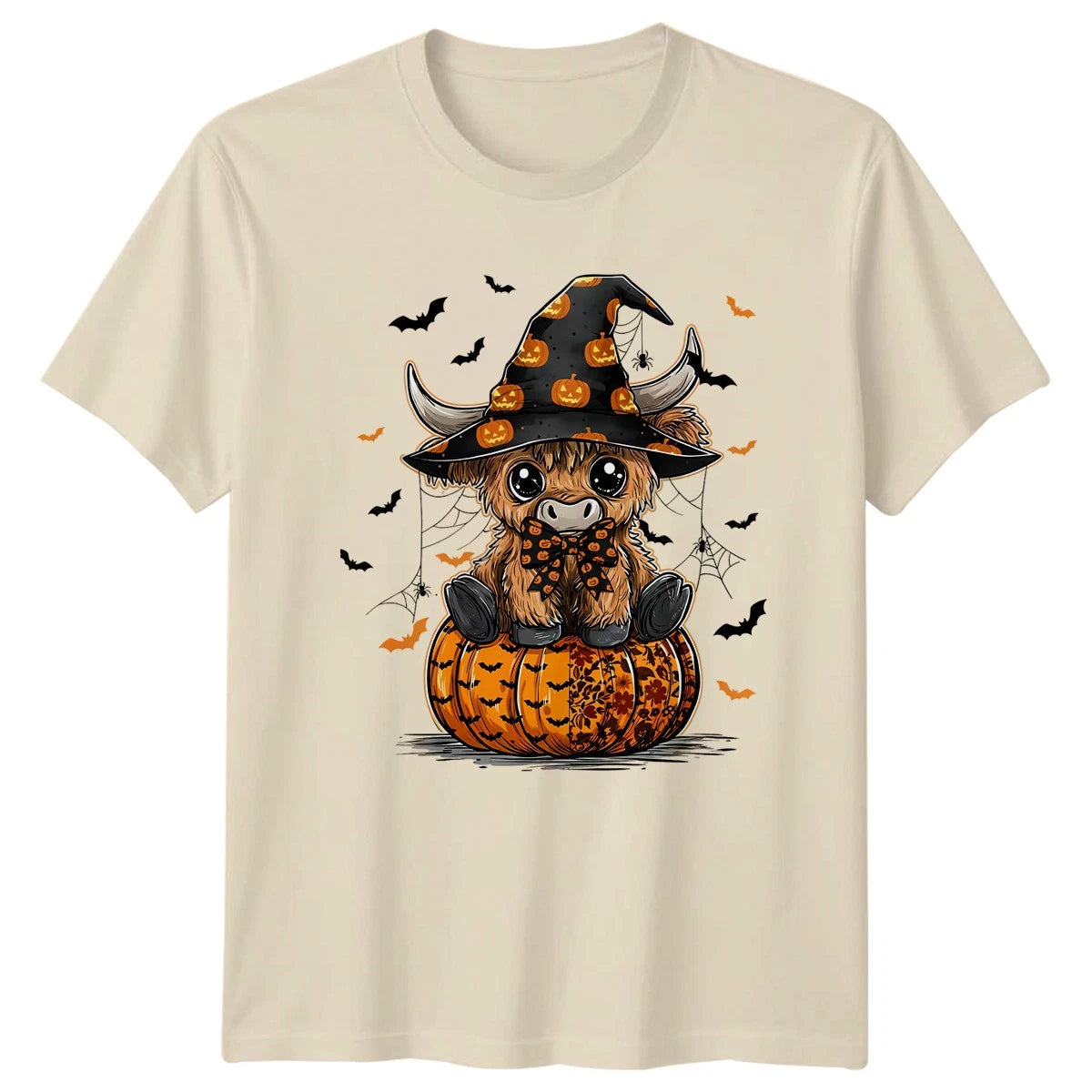 Highland Cow Halloween Holiday Mens T-shirt Womens Graphic Tee