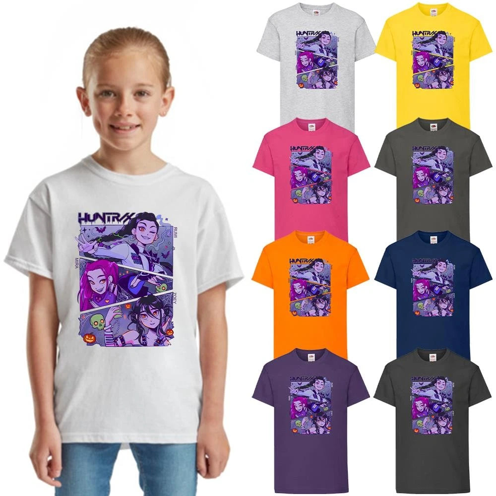 Kpop Demon Hunters Huntrix Huntr/x Printed T-shirt Kids Anime Gift Halloween Tee