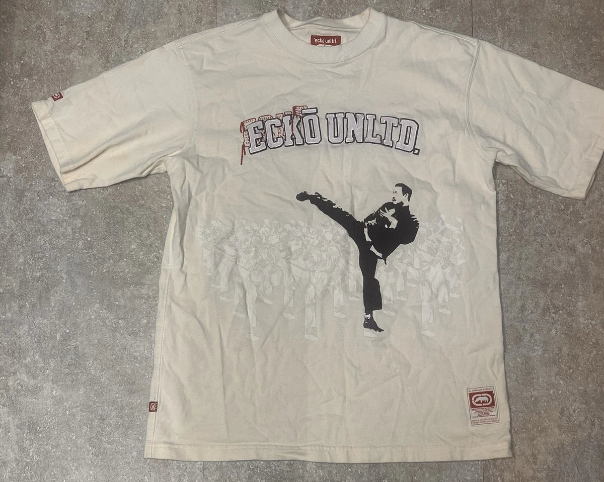 Ecko Unltd White Graphic Karate Y2K T-Shirt