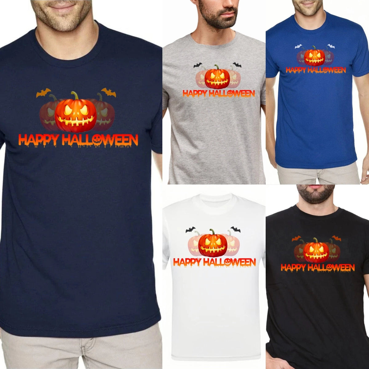 Happy Halloween Horror Pumpkin Design T-shirt For Men Casual T Shirts Comfy Tees