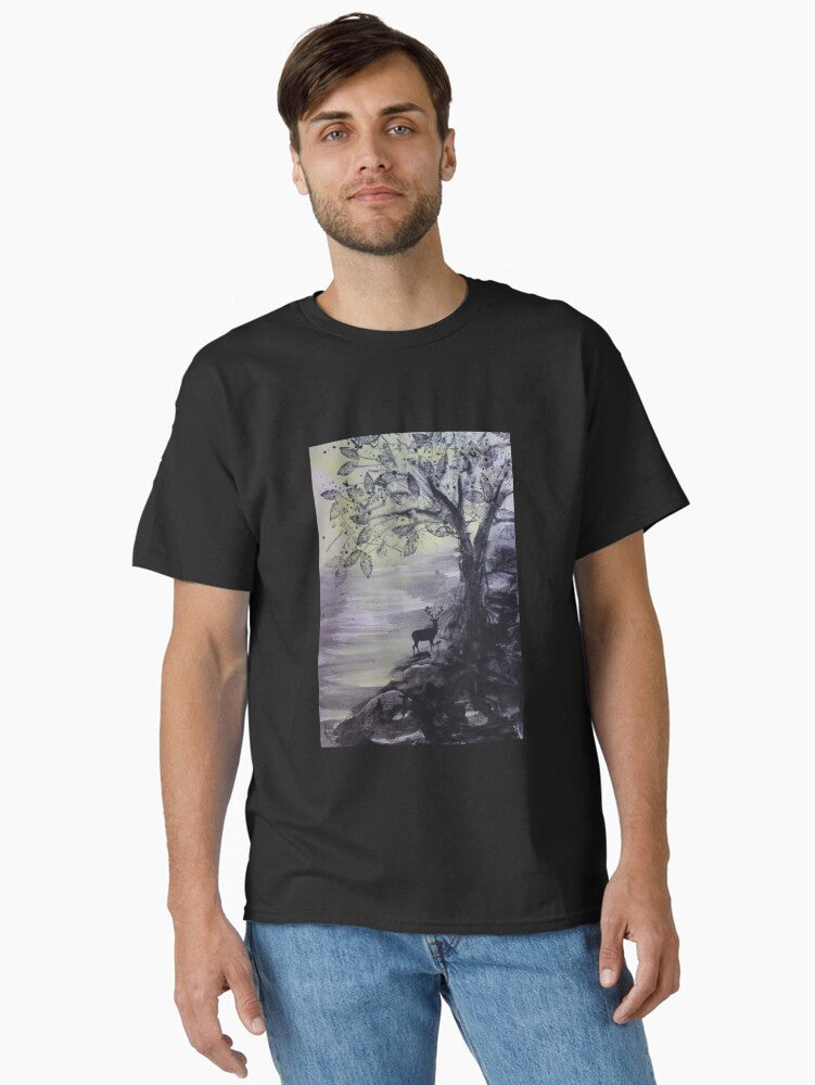Shadow Forest Deer Painting T-Shirt