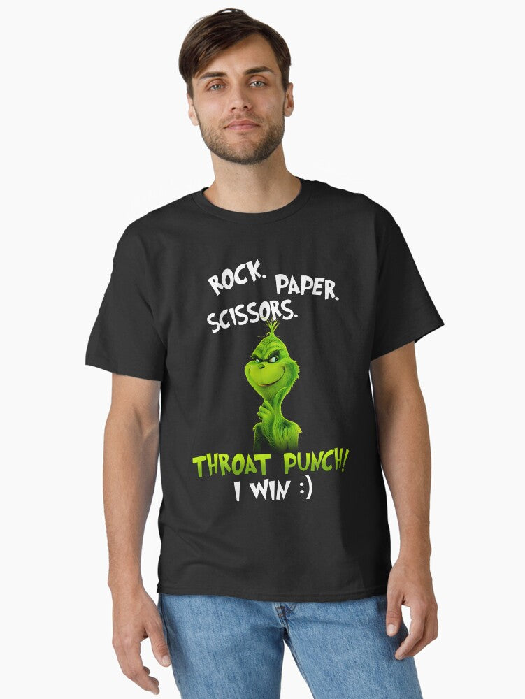 Rock-Paper-Scissors-Throat-Punch-I-Win G rinch Classic T-Shirt | Premium Unisex T-Shirt, Trending Graphic Tee