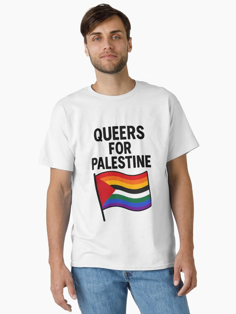 Queers For Palestine Rainbow Flag Of Solidarity Classic T Shirt T Shirt Gift Ready