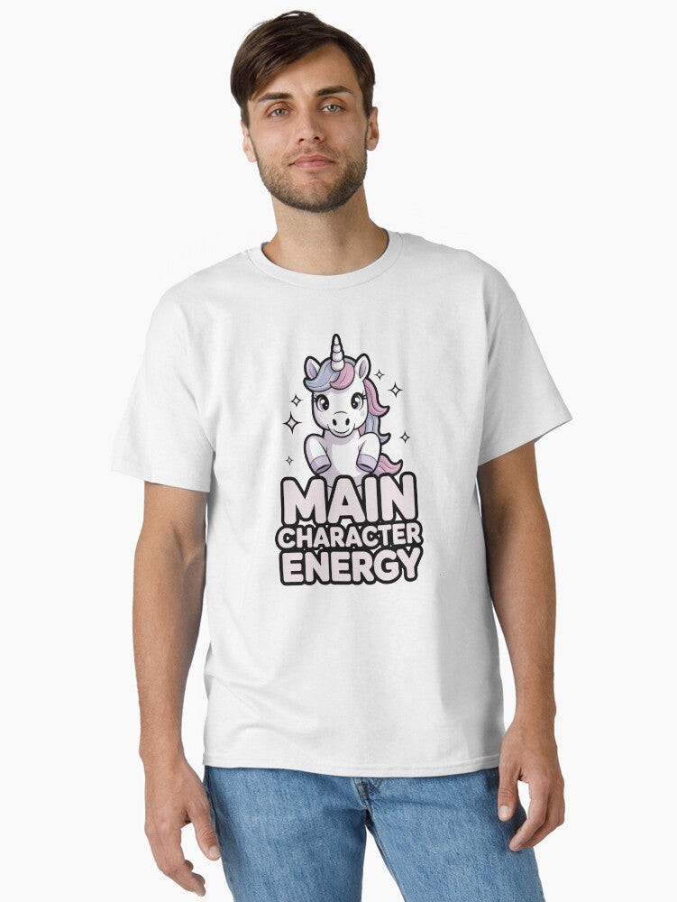 Main Character Energy Unicorn Shirt – Cute Aesthetic Confidence Tee Classic T-Shirt