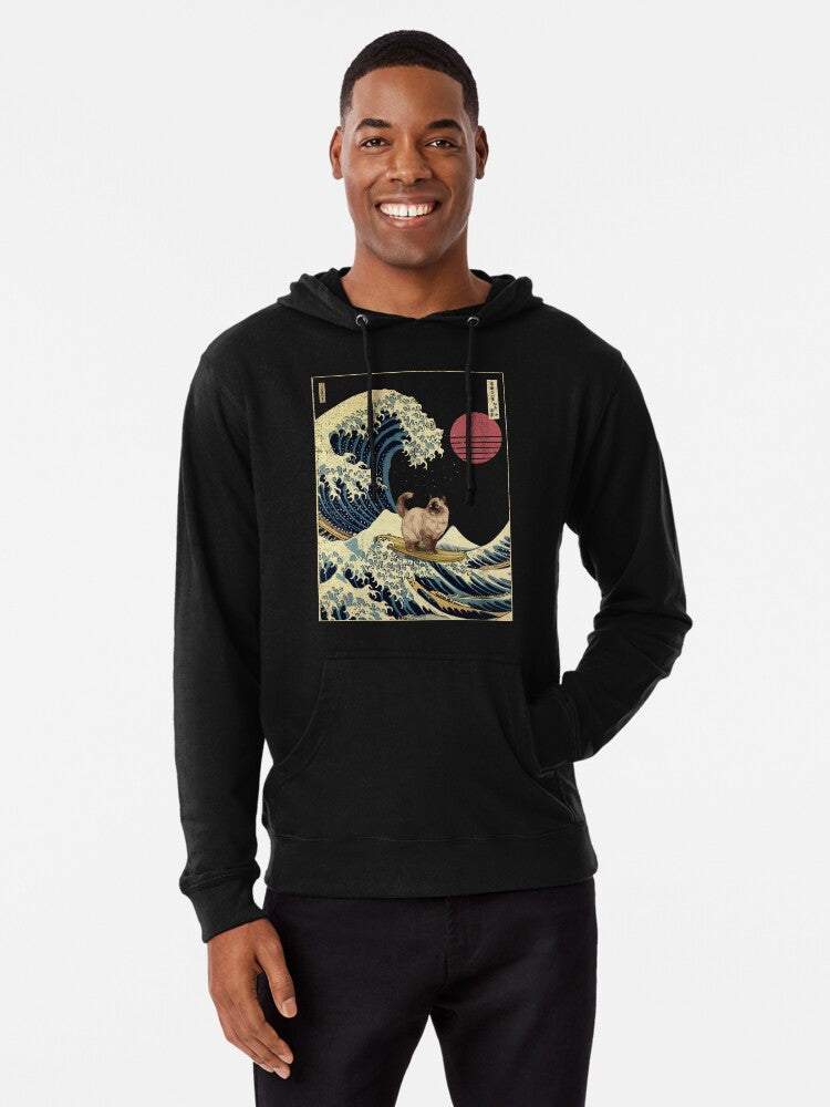 Birman Cat Kanagawa Japanese Surfing Wave Lightweight Hoodie