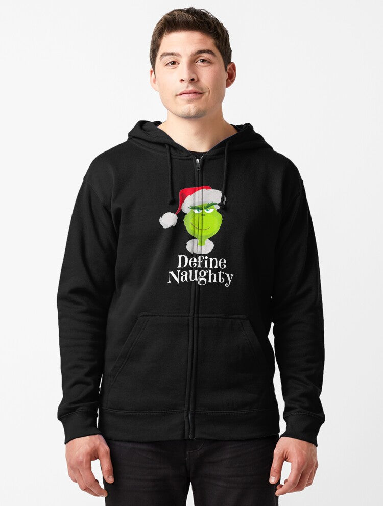 Define Naughty Christmas funny Zipped Hoodie