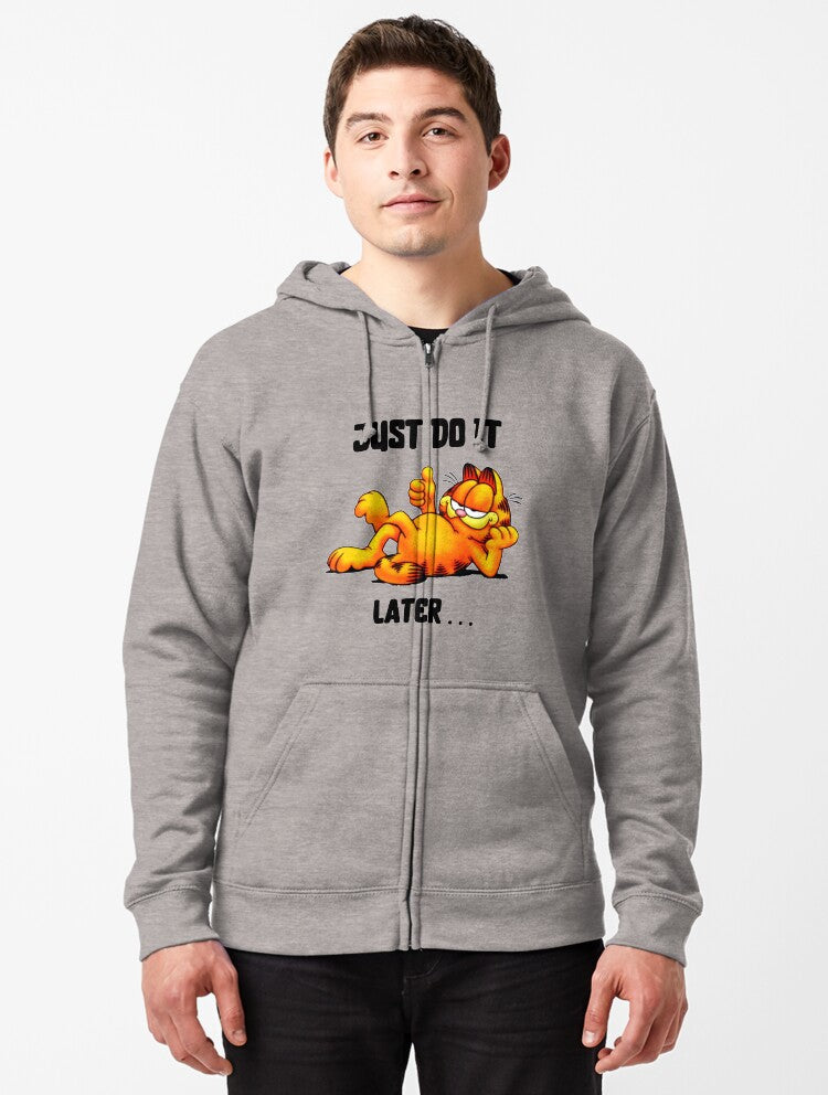 "just do it later" garfield said Zipped Hoodie
