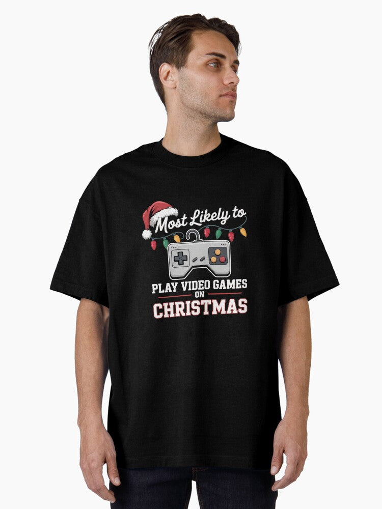 Most Likely To Christmas Matching Family Pajamas Funny Oversized T-Shirt | Premium Unisex T-Shirt, Trending Graphic Tee