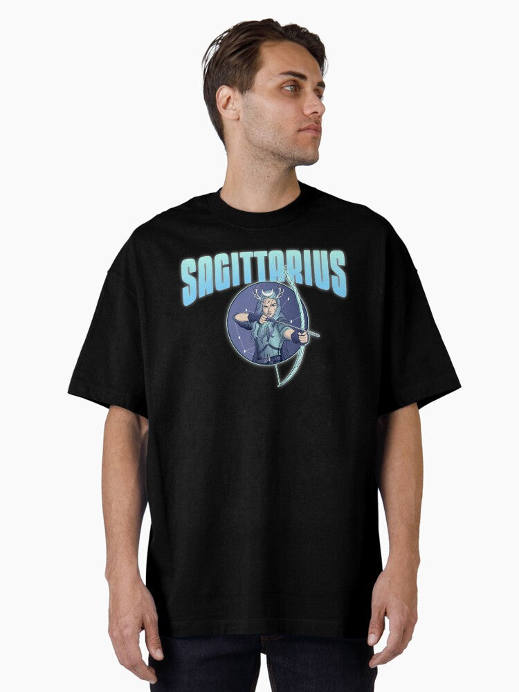 Sagittarius Horoscope Sign Design Oversized T-Shirt