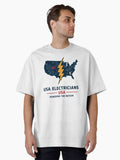 American Electrician T-Shirt USA Electricians Lightning Map Design