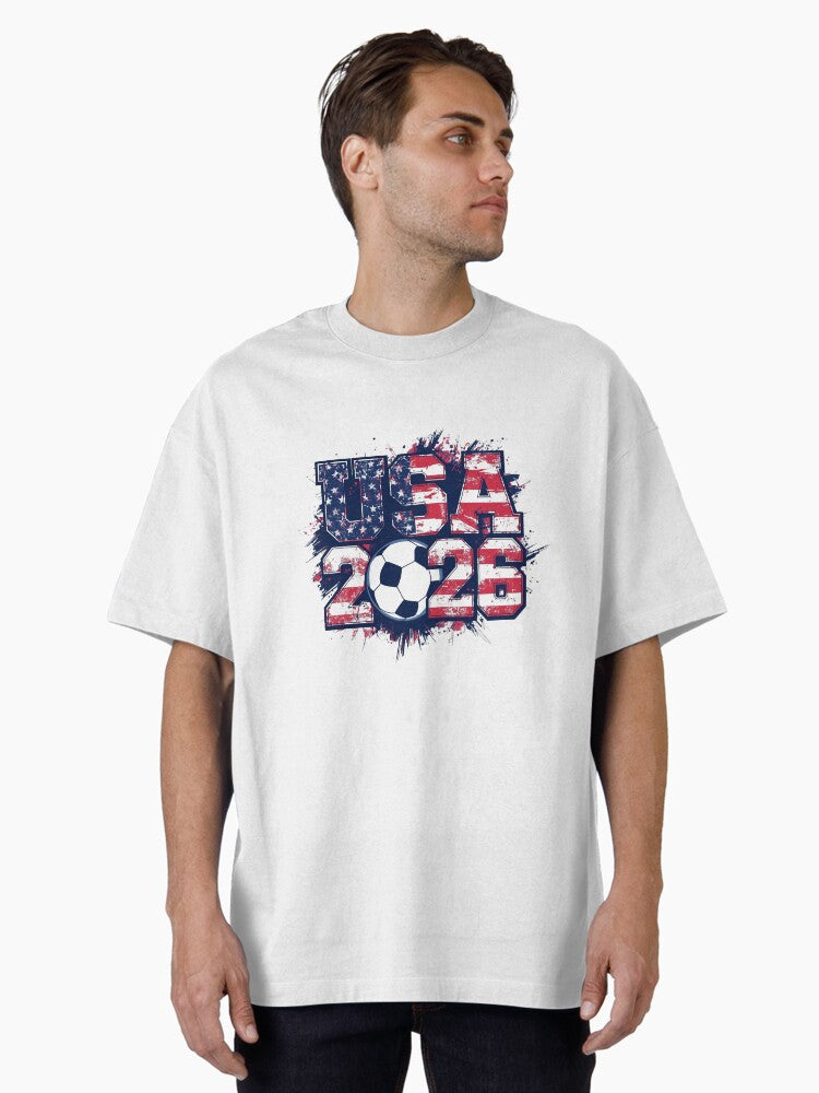USA 2026 Soccer Bold Vintage Retro Font Oversized T-Shirt