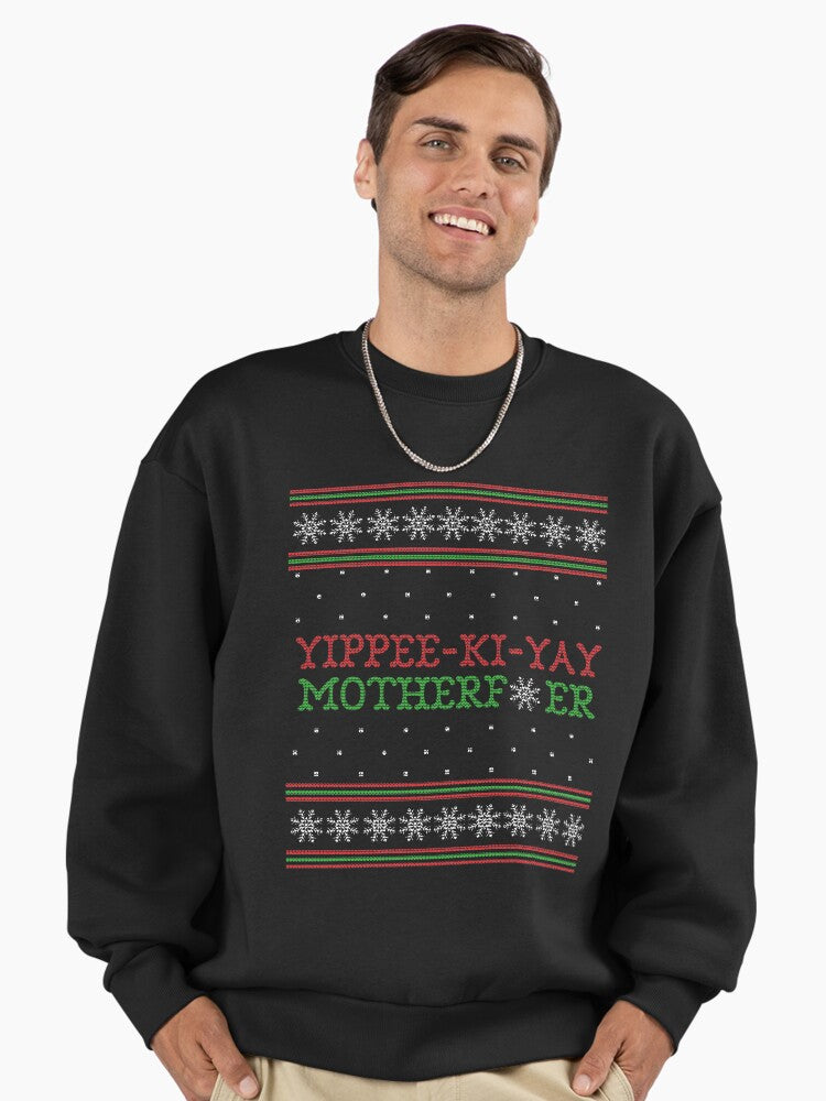 Die Hard Yippee-Ki-Yay Ugly Christmas Sweater Premium Oversized Sweatshirt