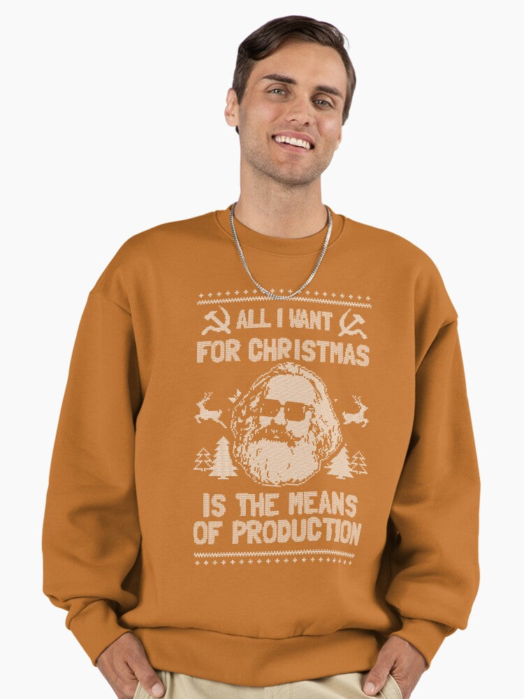 All I Want For Christmas Is The Means Of Production Premium Oversized Sweatshirt